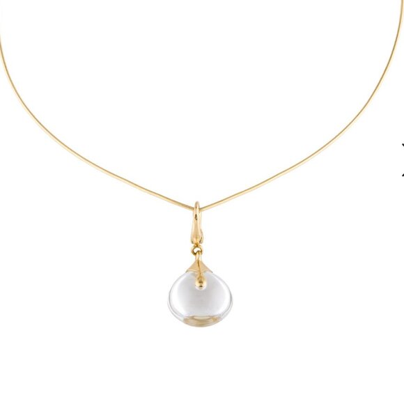 BACCARAT 18K 750 YELLOW GOLD RARE FRENCH CRYSTAL PENDANT NECKLACE